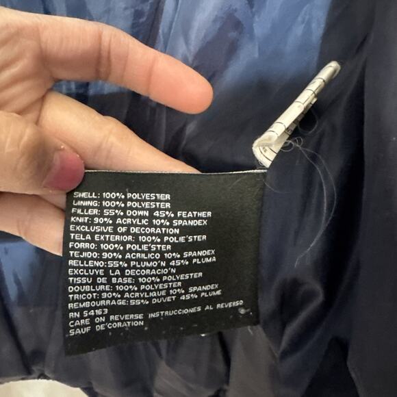 Guess Womens Jacket Quilted Puffer Insulated Zip Front Mock Collar Navy Blue M - Picture 3 of 16